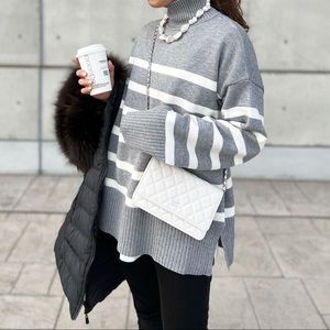 Zara gray striped knit sweater